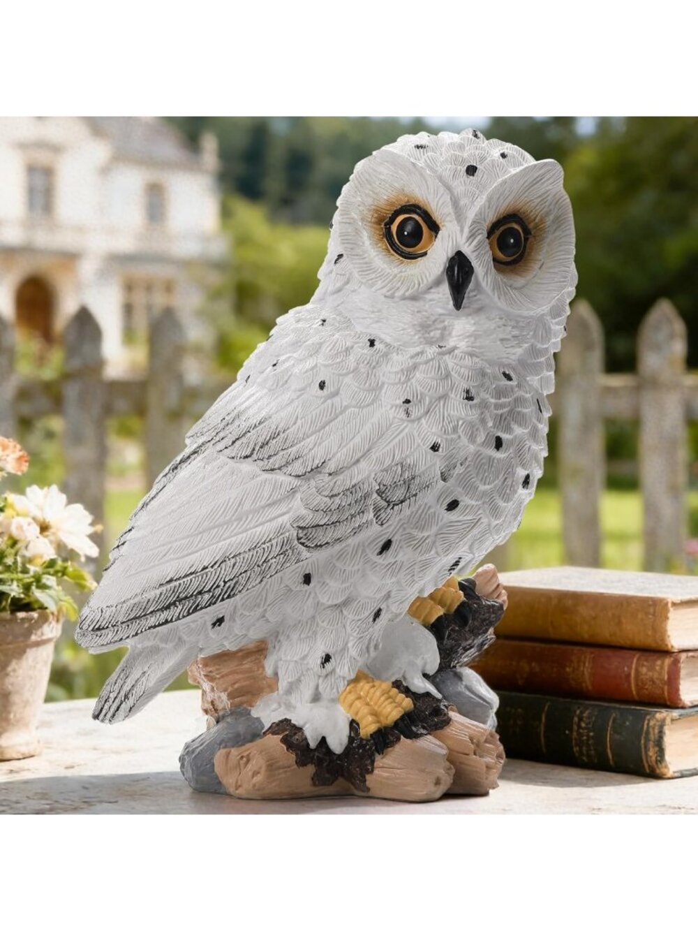 Solar Owl Garden Statue with LED Lights - Outdoor Figurine for Lawn & Patio